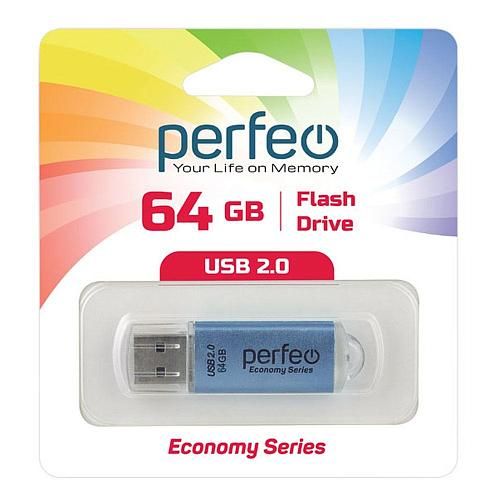 64GB USB 2.0 Flash Drive PERFEO E01 синий (PF-E01N064ES)