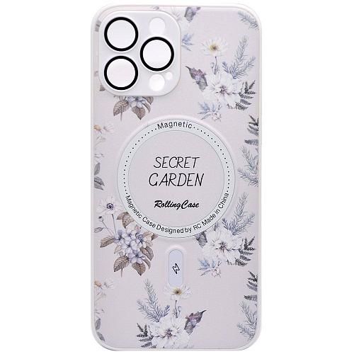 Чехол - накладка совместим с iPhone 12 Pro Max (6.7") "Flowers" c Magsafe силикон + пластик Вид 3