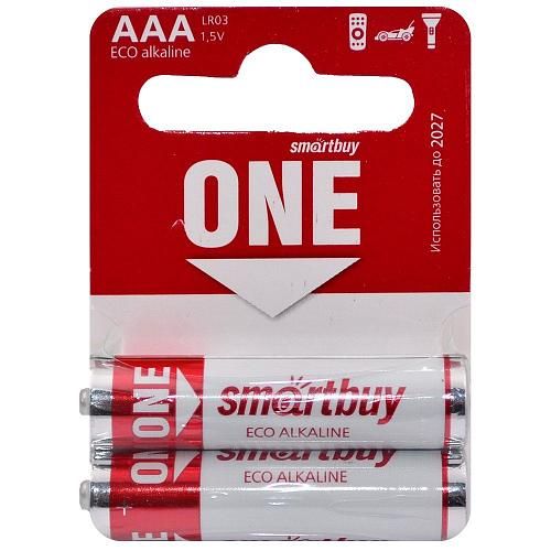 Батарейка AAA LR03 алкалиновая SmartBuy One (коробка 60шт/по 2шт в пленке) 