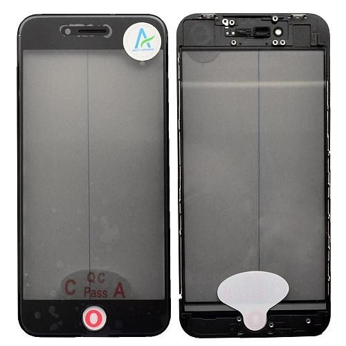 Стекло совместим с iPhone 8 + OCA + поляризатор + рамка черный (олеофобное покрытие) orig Factory