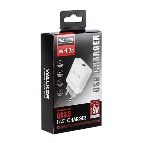 СЗУ USB 3A (1USB, QC 3.0) WALKER WH-35 белый