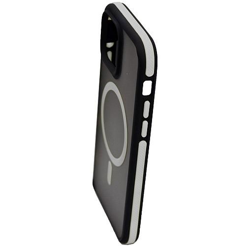 Чехол - накладка совместим с iPhone 15 (6.1") "Mystery" с Magsafe пластик+силикон белый