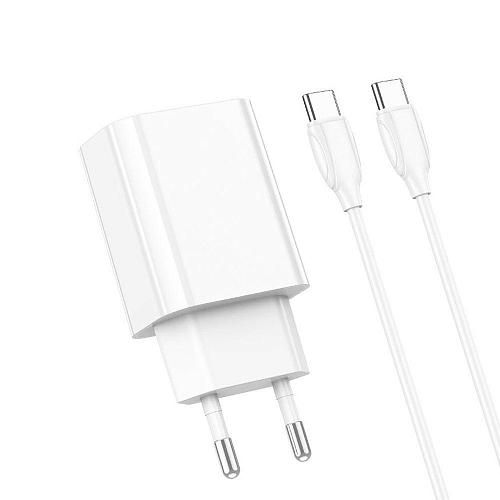 СЗУ+кабель (USB-C) [USB(1), USB-C(1), 3A, 20W, QC 3.0/PD] BOROFONE BA65A бел.