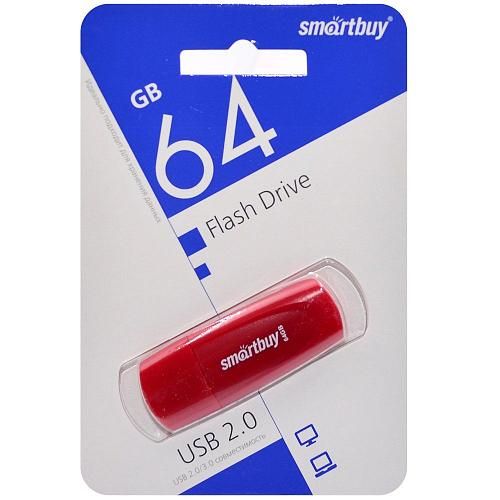 64GB USB 2.0 Flash Drive SmartBuy Scout красный (SB064GB2SCR)