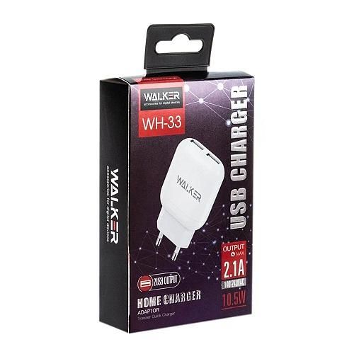 СЗУ USB 2,1A (2USB) WALKER WH-33 белый