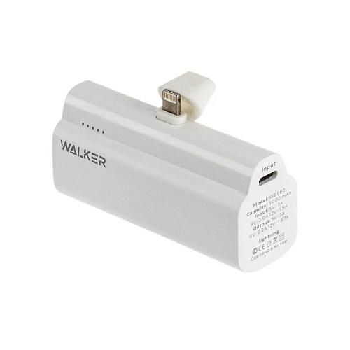 Аккумулятор внешний 5000mA WALKER WB-960 Mini (USB выход 3,0A, Lightning) белый
