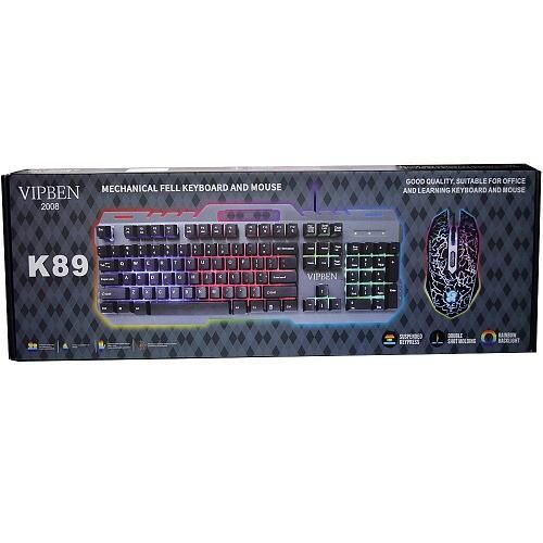 Набор проводной K-89 (клавиатура + мышь) черный + подсветка