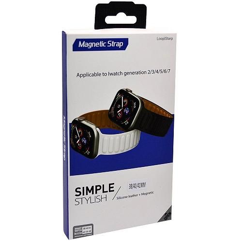 Ремешок совместим с Apple Watch (38/40/41 мм) силикон магнитный серый /коробка/