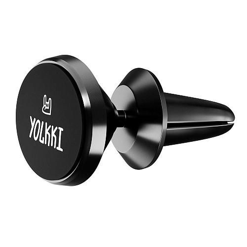 Автодержатель для телефона на дефлектор (с магнитом, поворот 360) YOLKKI Travel черный