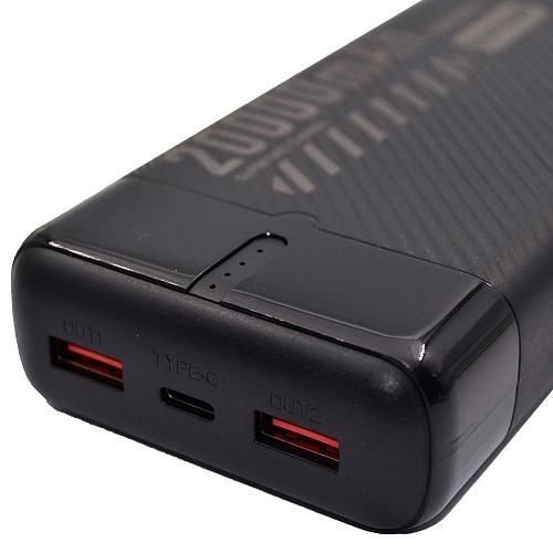 Аккумулятор внешний 20000mA DENMEN DP41 (2 USB выхода 4,5A, QC22.5W, PD20W) черный
