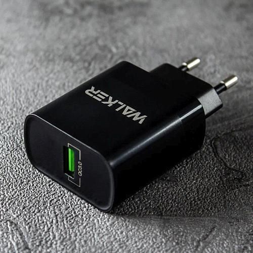 СЗУ+кабель (USB-C) [USB(1), 3A, 15W, QC 3.0] WALKER WH-35 черн.
