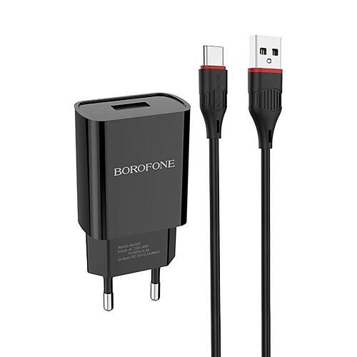 СЗУ+кабель (USB-C) [USB(1), 2.1A, 10W] BOROFONE BA20A черн.