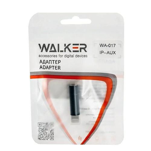 Переходник для наушников WALKER WA-017 8pin/lightning - mini-jack 3.5 (F) черный
