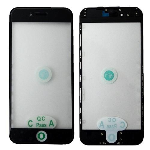 Стекло совместим с iPhone 6 + OCA + рамка черный (олеофобное покрытие) orig Factory