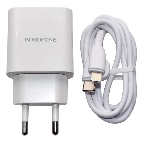 СЗУ+кабель (lightning) [USB(1), USB-C(1), 3A, 20W, QC 3.0/PD] BOROFONE BA81A бел.