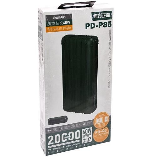 Аккумулятор внешний 20000mA REMAX Baonen PD-P85 60W (2USB выхода 5,0A/Micro USB, Type-C) зеленый