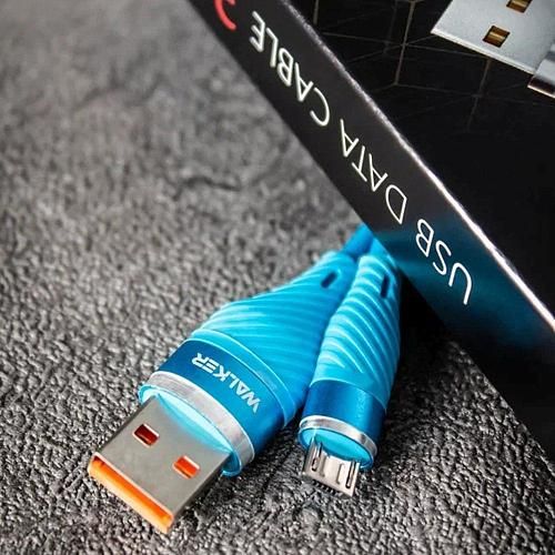 Кабель USB - micro USB WALKER C735 синий (1м) /3,1А/