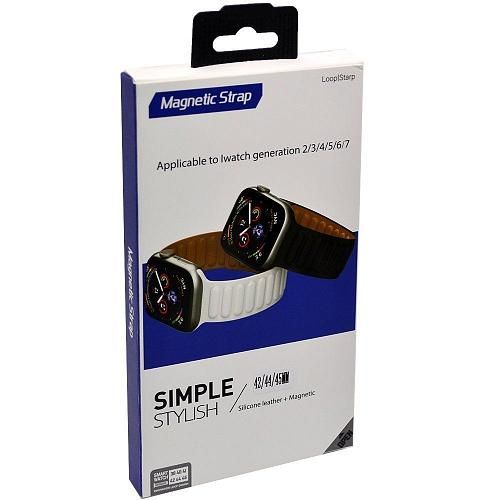 Ремешок совместим с Apple Watch (42/44/45/49 мм) силикон магнитный коричневый /коробка/