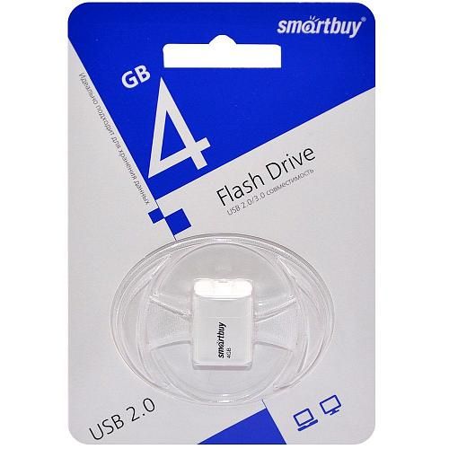 4GB USB 2.0 Flash Drive SmartBuy Lara белый (SB4GBLara-W)