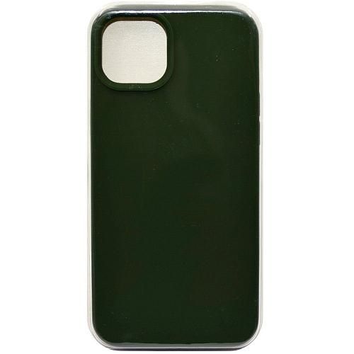 Чехол - накладка совместим с iPhone 15 Plus "Soft Touch" темно-зеленый 52 /с логотипом/