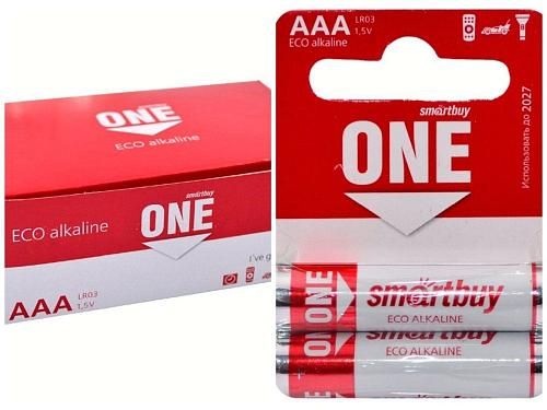 Батарейка AAA LR03 алкалиновая SmartBuy One (коробка 60шт/по 2шт в пленке) 