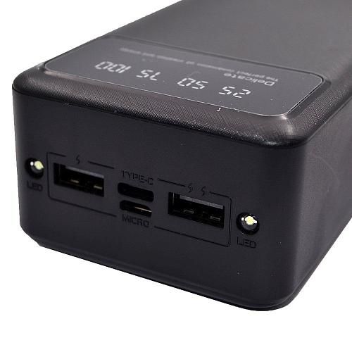 Аккумулятор внешний 30000mA DENMEN DP22 (2 USB 2.0A/Micro USB, Type-C, Lightning) черный
