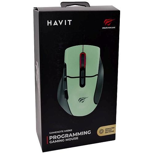 Мышь проводная игровая HAVIT MS962 зеленый