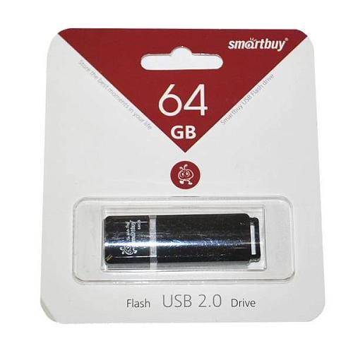 64GB USB 2.0 Flash Drive SmartBuy Quartz черный (SB64GBQZ-K)