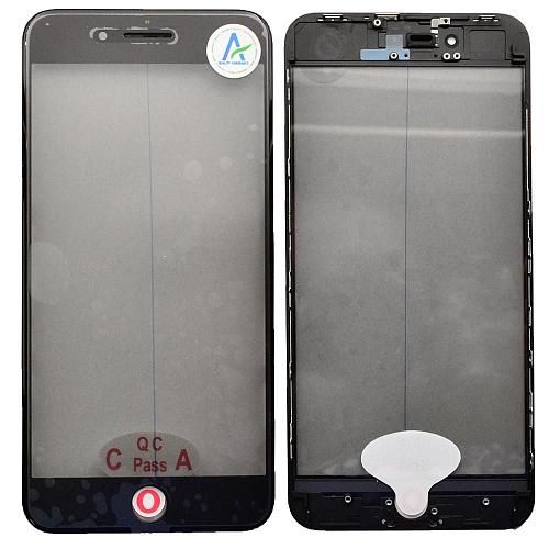 Стекло совместим с iPhone 8 Plus + OCA + поляризатор + рамка черный (олеофобное покрытие) orig Factory