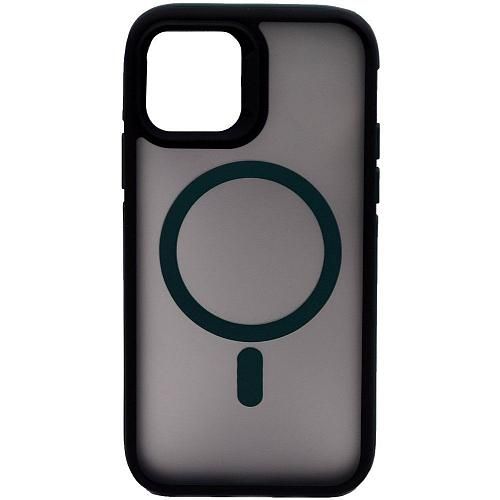 Чехол - накладка совместим с iPhone 12 Pro (6.1") "Mystery" с Magsafe пластик+силикон зеленый/повреждена упак/