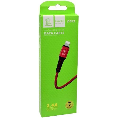 Кабель USB - Lightning 8-pin DENMEN D02L красный (1м)