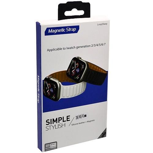 Ремешок совместим с Apple Watch (38/40/41 мм) силикон магнитный фиолетовый /коробка/