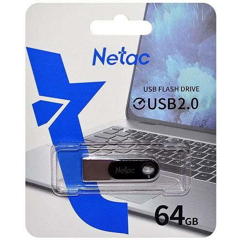 64GB USB 2.0 Flash Drive NETAC U278 черный/серебро (NT03U278N-064G-20PN)