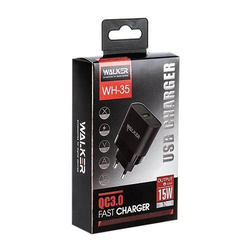 СЗУ USB 3A (1USB, QC 3.0) WALKER WH-35 черный