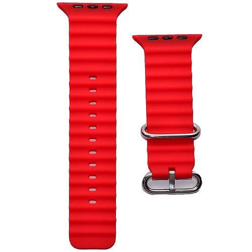 Ремешок совместим с Apple Watch (42/44/45/49 мм) силикон ребристый красный 