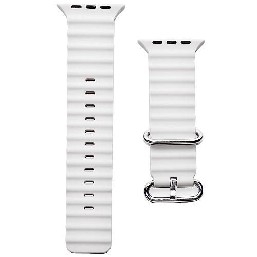 Ремешок совместим с Apple Watch (38/40/41 мм) силикон ребристый белый 