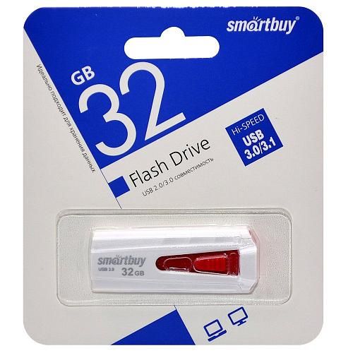 32GB USB 3.0 Flash Drive SmartBuy Iron бело-красный (SB32GBIR-W3)
