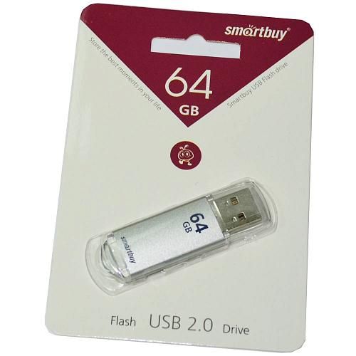 64GB USB 2.0 Flash Drive SmartBuy V-Cut серебро (SB64GBVC-S)