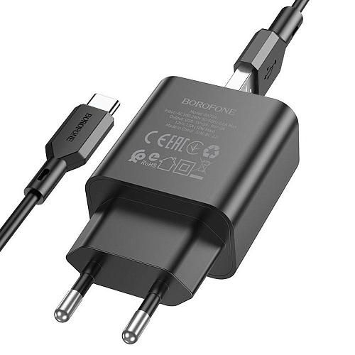 СЗУ+кабель (USB-C) [USB(1), 3A, 18W, QC 3.0] BOROFONE BA72A черн.