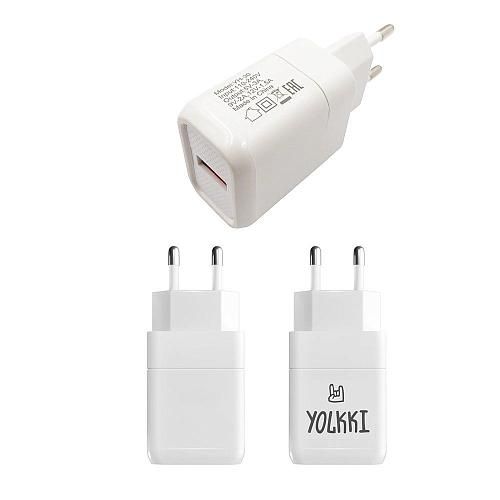 СЗУ USB 3,0A (1USB, QC 3.0) YOLKKI YH-30 белый