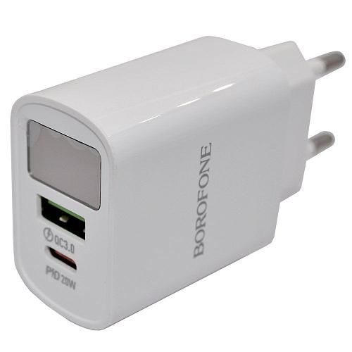 СЗУ USB-C 3,0A (USB, TYPE-C, QC 3.0, PD, 20W) BOROFONE BA78A белый