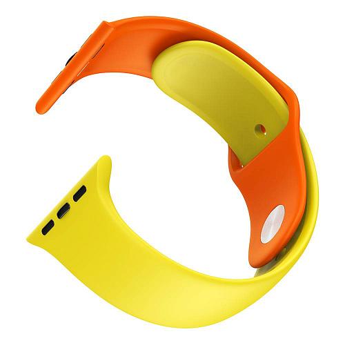 Ремешок совместим с Apple Watch (42/44/45/49 мм) DOTFES S03 желто-оранжевый