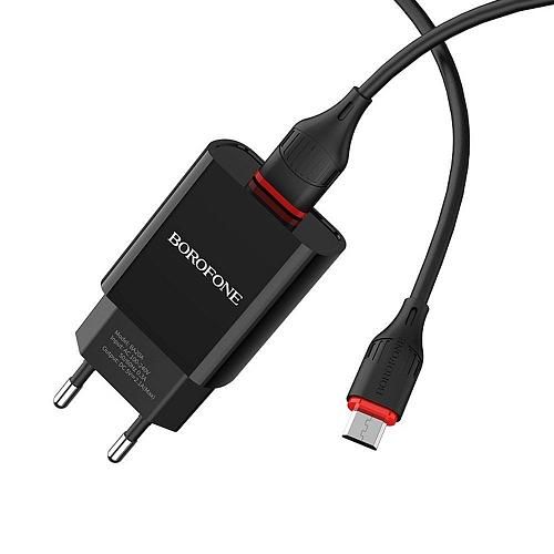 СЗУ+кабель (microUSB) [USB(1), 2.1A, 10W] BOROFONE BA20A черн.