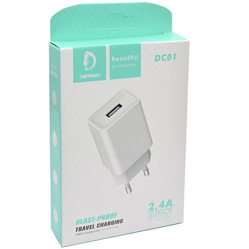 СЗУ USB 2,4А (1USB) DENMEN DC01 белый