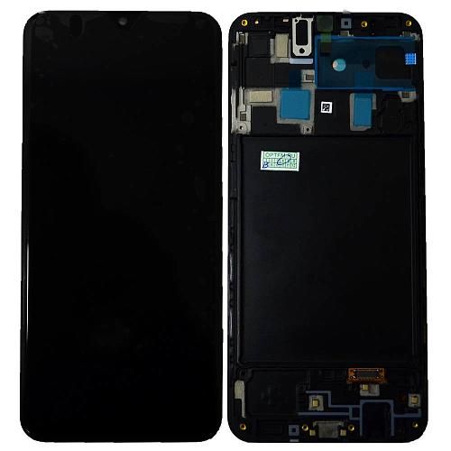 Дисплей совместим с Samsung SM-A205F/Galaxy A20 (2019) + тачскрин в рамке черный Oриг 100% Service Pack 