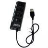 USB-HUB, 4-port провод неразъемный с кнопкой вкл/выкл черный