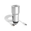 АЗУ (Micro USB) 2,1A (2USB выхода) провод разъемный WALKER WCR-21 серебро