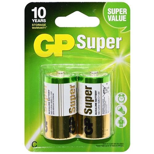 Батарейка LR14 алкалиновая GP Super (блистер/2шт)