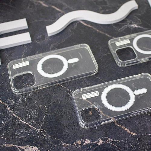 Чехол - накладка совместим с iPhone Xs Max "Magsafe" cиликон+пластик прозрачный