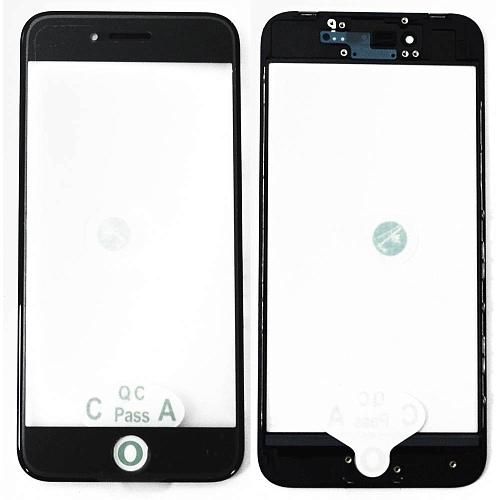 Стекло совместим с iPhone 8 + OCA + рамка черный (олеофобное покрытие) orig Factory